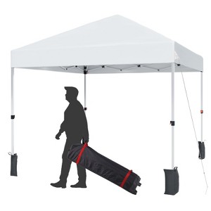 10 x 10 Pop Up Canopy, Beach Tent 3 Adjustable Heights, Easy Up Sun Shade w/ Wheeled Carry Bag, Outdoor Portable Shelter for Events, Parties, Camping - 1 of 4