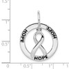 Black Bow Jewelry Sterling Silver Hope Circle and Cancer Awareness Ribbon Pendant, 20mm - 4 of 4