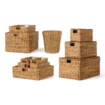 happimess Traditional Assorted Hand-Woven Hyacinth/Iron Baskets (Set of 10)