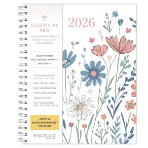 Essential PRO 2026 Daily, Weekly/Monthly Planner, 8.5"x11"14 Months (Nov 2025-Dec 2026) Tabs,Notes Pages,Storage Pocket,Bookmark (Colorful Botanicals) - 1 of 4