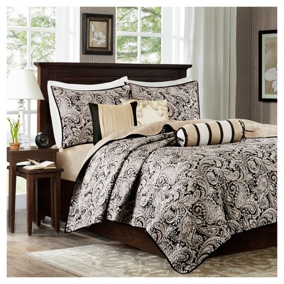 Black Wellington Jacquard Quilt Set (Full/Queen) 6pc