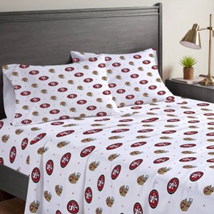 NFL San Francisco 49ers Small X Queen Sheet Set - 3pc - 1 of 3