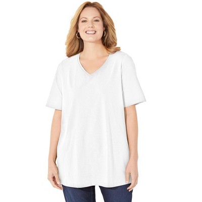 Catherines Women's Plus Size Petite Suprema Short Sleeve V-Neck Tee