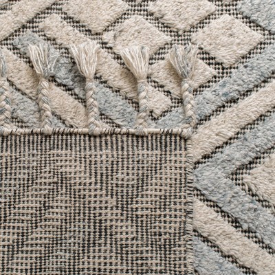 Gray and Ivory Hand-Knotted Wool Shag Rug 4' x 6'