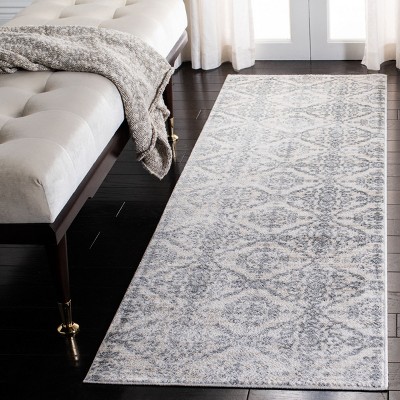 Cream and Grey Synthetic Easy Care Runner Rug 2' x 8'