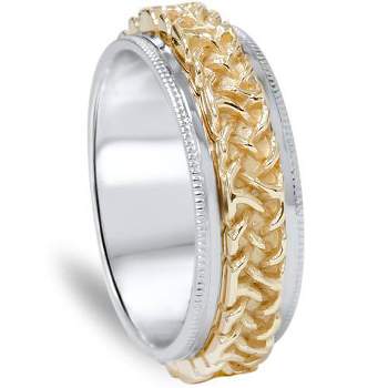 Pompeii3 7mm Hand braided 10K Gold Two Tone Comfort Fit Wedding Band
