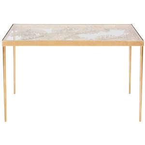 Leilani Palm Leaf Desk - Gold Leaf/Glass - Safavieh - 1 of 4
