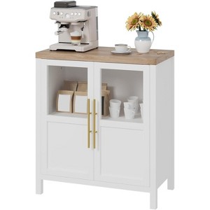 Jojoka Sideboard Buffet Cabinet with Glass Doors,29" Large Buffet Cabinet with Storage,White - 1 of 4