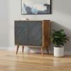 HomeRoots 30" Brown and Gray Solid Wood And Inlaid Slate Accent Cabinet With Two Doors - 2 of 4