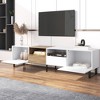 Modern TV Stand with 2 Cabinets & Open Shelf, Media Console Table for TVs up to 85'', Entertainment Center with Drop Down Door - ModernLuxe - 2 of 4