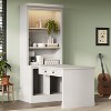 83.4-inch tall bookcase with desk, storage bookcase with open shelves and LED lighting, white. - 2 of 4