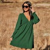 Women's Maroon Smocked V-Neck Mini Dress - Cupshe - 4 of 4