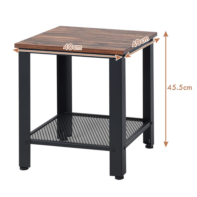 Industrial End Table 2-Tier Side Table W/Storage Shelf  Rustic Sofa Table Black, 2 of 10