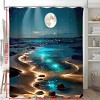 Paaaawaters 1pcs Moon Aurora Beach Printed Shower Curtain Set with Waterproof and Non-Slip Design -Polyester Hook Included - 4 of 4