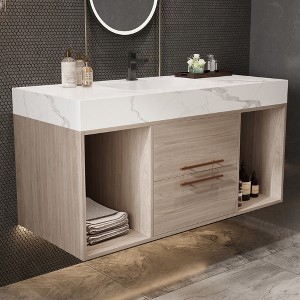 KWPZQEB 39.4" Bathroom Vanity with Ceramic Sink, Bathroom Sink Cabinet with 2 Drawers & 2 Storage Spaces, Floating Bathroom Vanity for Bathroom - 1 of 4
