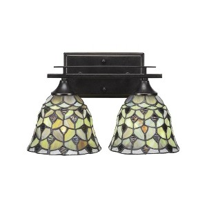 Toltec Lighting Uptowne 2 - Light Vanity in  Dark Granite with 7" Crescent Art Glass Shade - 1 of 1
