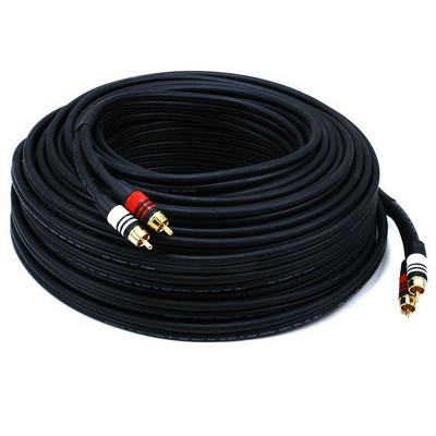 Monoprice Premium RCA Cable - 100 Feet - Black | 2 RCA Plug to 2 RCA Plug, Male to Male, 22AWG