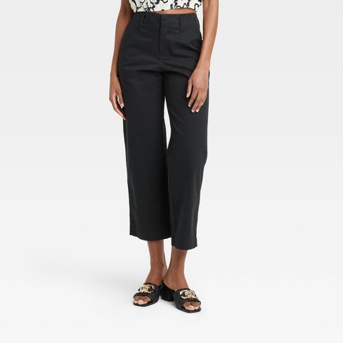 Women's High-rise Straight Ankle Chino Pants - A New Day™ Black 6 : Target
