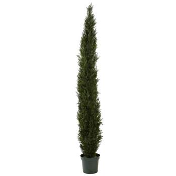 Nearly Natural 8' Mini Cedar Pine Tree w/4249 tips in 12” Pot (Two Tone Green)