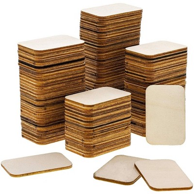 Wooden Cutouts for Crafts, Wood Rectangle (2 x 1.3 in, 120-Pack)