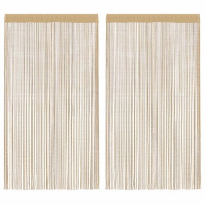Aghana Digitals Beige Polyester String Curtains 2 Pack - 55.1x98.4", Washable, Cut-to-Size,