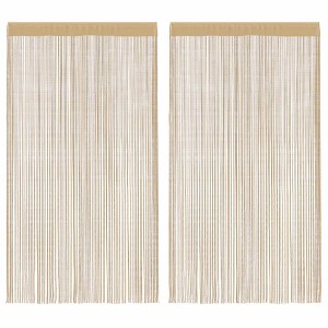 Aghana Digitals Beige Polyester String Curtains 2 Pack - 55.1x98.4", Washable, Cut-to-Size, - 1 of 4