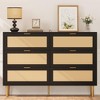 Natural Rattan 6-Drawer Dresser with Gold Legs - Wide Double Dresser with Anti-Tip for Bedroom - 2 of 4