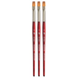 Princeton Velvetouch Flat Shader Brush, Synthetic Bristles, Short Handle Mixed Media Paintbrush, Scarlet, Size 8, Pack of 3 - 1 of 4