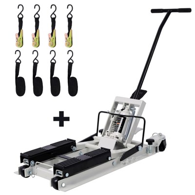 Hydraulic Motorcycle Lift Jack, 1500 LBS Capacity Scissor Lift Jack, Foot-Operated Motorcycle Lift Table with 4 Wheels, 4.5" - 15" Lifting Range