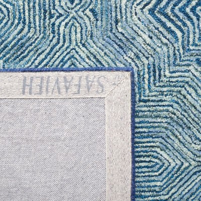 Handmade Blue Wool Tufted Rectangular Area Rug 5' x 8'