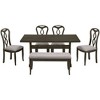 Retro 7-Piece/6-Piece Trestle Dining Table Set with Upholstered Dining Chairs and Bench, For Dining Room, Living Room, Kitchen 4Q - ModernLuxe - 2 of 4