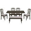 Retro 7-Piece/6-Piece Trestle Dining Table Set with Upholstered Dining Chairs and Bench, For Dining Room, Living Room, Kitchen 4Q - ModernLuxe - image 2 of 4