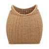 Household Essentials Basket with Handles Paper Rope: Handwoven Seagrass Storage, Round Decorative Blanket Basket, Light Brown - 4 of 4