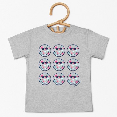 The Juniper Shop SmileyWorld Patriotic Stars Stacked Toddler Short Sleeve Tee - 5T - H. Grey