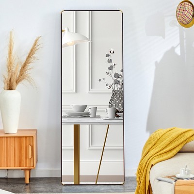 Vynxaria Aluminum alloy metal frame wall-mounted full-length mirror for porch,bathroom vanity mirror,floor-to-ceiling mirror,Gold