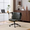 VINGLI Criss Cross Chair with Adjustable Flip-Up Arms,Cross Legged Chair with Wheels, Extra Wide Office Chair, PU Leather,Dark Green - 3 of 4