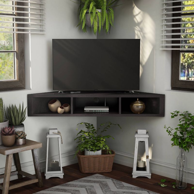 Tybo Open Shelves Corner Floating Console TV Stand for TVs up to 50" - HOMES: Inside + Out, 3 of 8