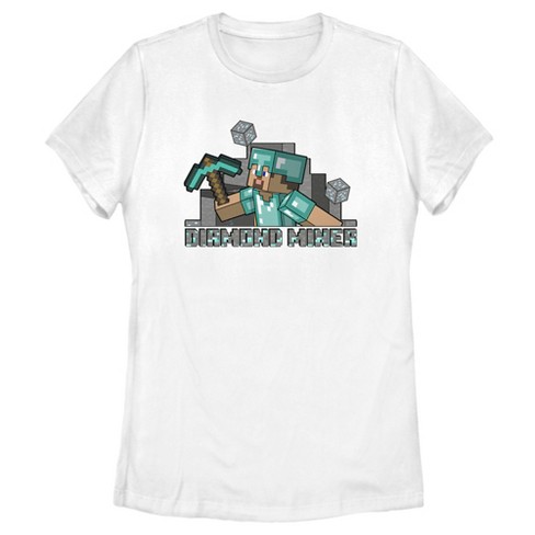 Women's Minecraft Diamond Miner T-shirt - White - Small : Target