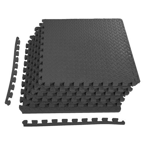 BalanceFrom Fitness 24 Square Foot Interlocking Extra Thick 3/4 Inch High  Density Nonslip Exercise Mat Tiles with 6 24 x 24 Inch Pieces, Black