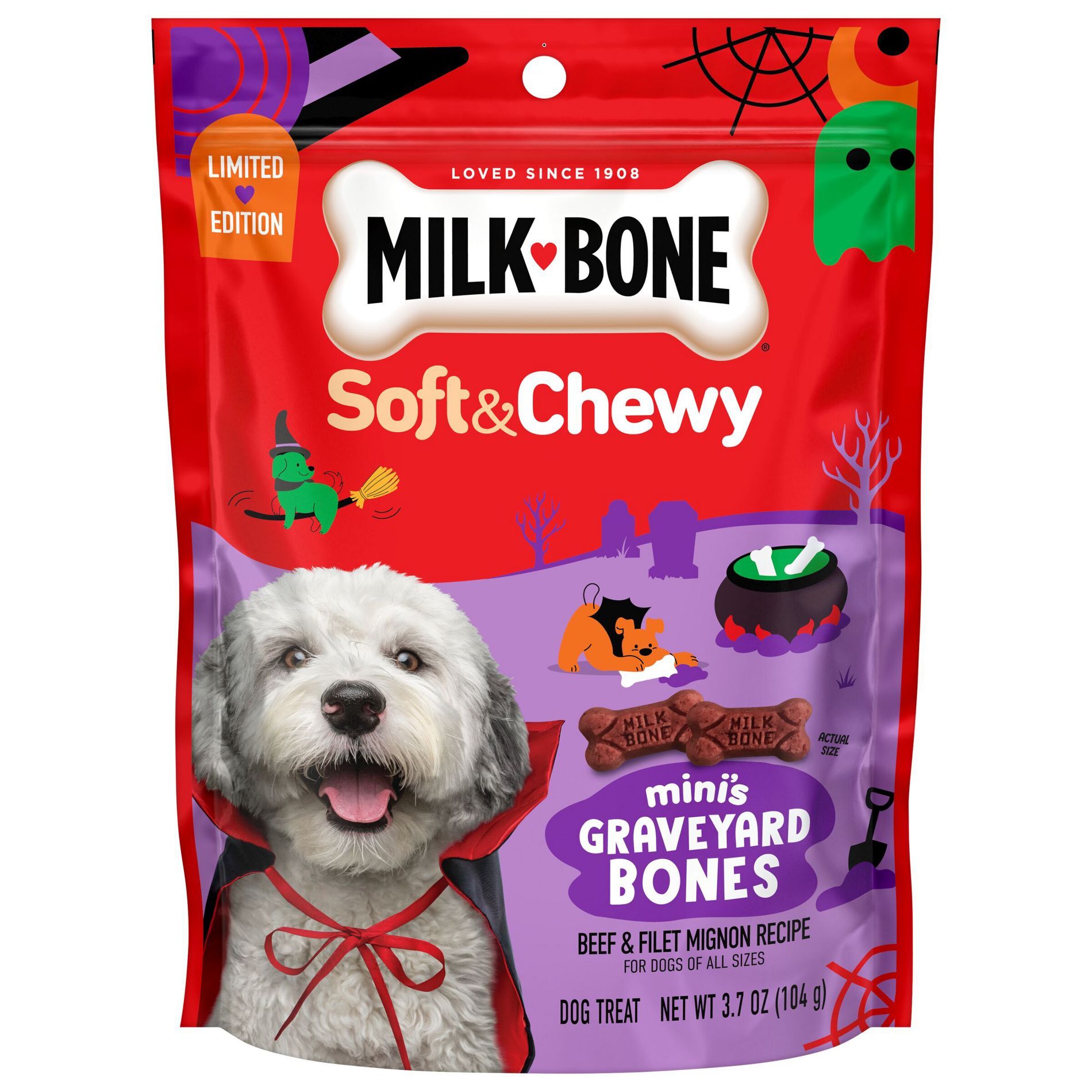 Milk-Bone Graveyard Soft Bones and Chewy Dog Treats with Beef Flavor - 3.7oz