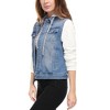INSPIRE CHIC Women's Regular Fit Layered Drawstring Hood Denim Jacket with Pockets - 4 of 4