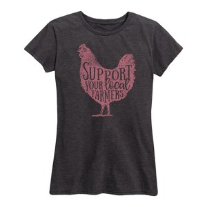 Women's - Country Casuals - Support Your Local Farmers Chicken Short Sleeve Graphic T-Shirt - 1 of 4
