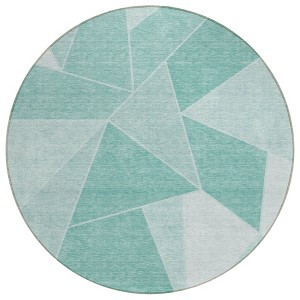 Mint Green And Aqua Geometric Washable Indoor Outdoor Area Rug - 1 of 4