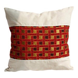 Slickblue Linen Stylish Patchwork Pillow Cushion - Decorative Floor Cushion, 19.7x19.7 inches, 5 Designs Available - 1 of 4