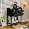 LIVAREEmlen Narrow Console Table, Slim Sofa Table with Three Storage Drawers and Bottom Shelf (Black) - 3 of 4