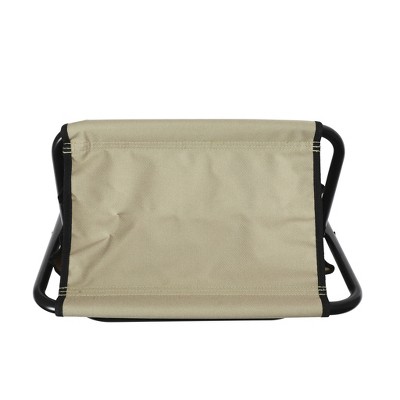 Tan Canvas and Steel Collapsible Utility Stool with Pockets