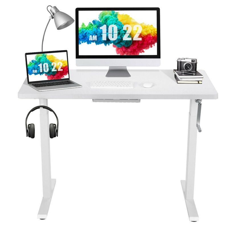 Costway 48'' Sit to Stand Desk Adjustable Standing Workstation w/ Crank, 1 of 11
