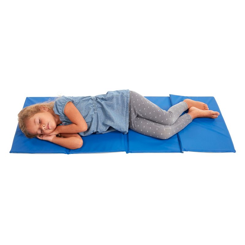 ECR4Kids Everyday 4-Fold Daycare Rest Mat, Folding Sleep Pad, 5-Pack - Blue and Grey, 4 of 12