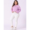 Agnes Orinda Women's Plus Size Cropped Long Sleeve Trendy Fashion Denim Jean Jackets - 3 of 4