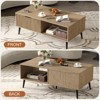 Garvee Fluted Coffee Table with Storage, Mid Century Dining Table with Sliding Door Panel and Wood Legs, Small Coffee Tables for Living Room - 3 of 4